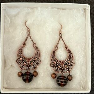 Copper Tone Beaded Earrings